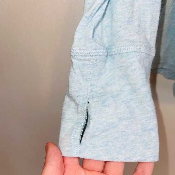 Zella Baby Blue Semi-sheer V-neck Long Sleeve Athleisure Tee Xlarge Women’s - Picture 4 of 12